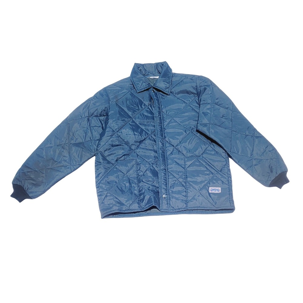 Big Smith Mens Vintage Quilted Work Jacket Medium Blue Diamond Stitch‎ F12